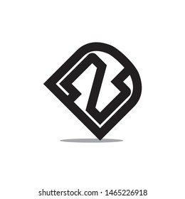 letter d n z simple geometric line logo vector