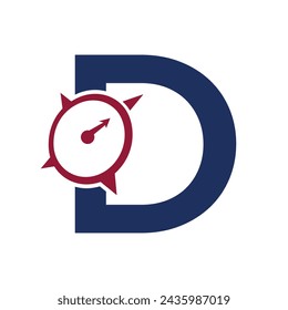 Letter D Navigator Compass Symbol Vector Template
