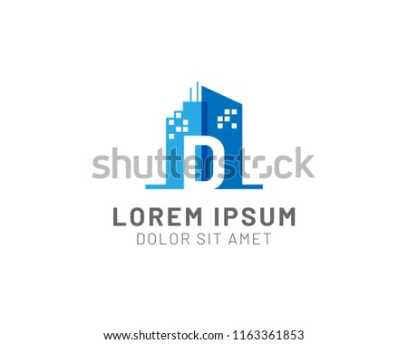 Letter D Negative Space Building And Construction Logo Vector Template