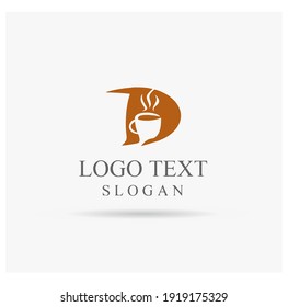 Letter D negative space coffee mug logo template idea