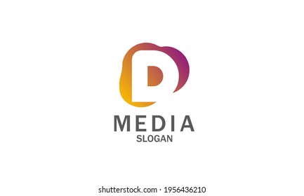 Letra D en espacio negativo diseño vectorial de logotipo de fluido de moda