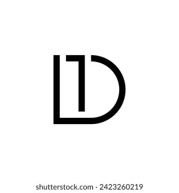 Letter D number 1 geometric symbol simple logo vector