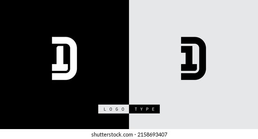 Letter D and number 1 logo. D1 or 1D  logotype. Vector design element or icon.