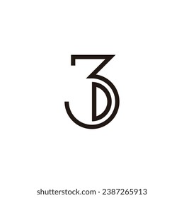 Letter D in number 3 geometric symbol simple logo vector