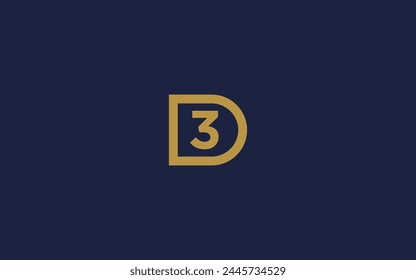 Buchstabe D mit Nummer 3 Logo Symbol Design Vektorgrafik Design Vorlage Inspiration