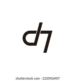 Letter d number 7 cool geometric symbol simple logo vector