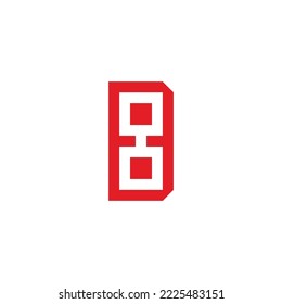 Letter D, number 8 square geometric symbol simple logo vector