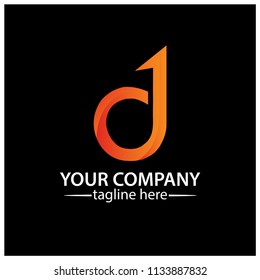 Letter D with number one on black background. logo with a basic gradient, 