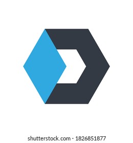 Letter D or O technology icon vector polygon concept