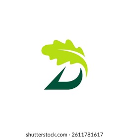Letter D Oak Leaf Tree Logo Design, Icon Graphic Emblem Illustration