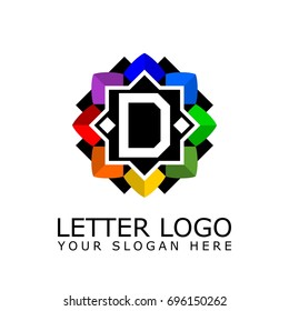 Letter D with octagonal Flower