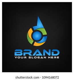 Letter D on black Background.  Logo Design Template. Colorful  logo design