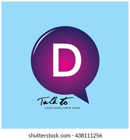 Letter D on bubble talk icon as an integrated communication. Design Template for the communication, commercial, technology, and campaign activities