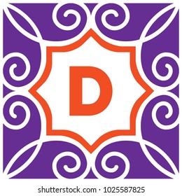 Letter D on frame border logo design vector template