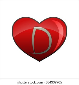 Letter D on heart