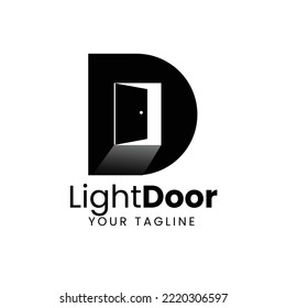 Letter D and open door icon in letters