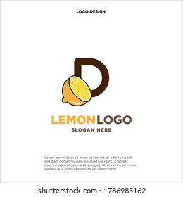 Plantilla de diseño de vectores con el logotipo de jugo naranja de la letra D Ilustración sobre fondo blanco - Logotipo de bebida y bebida fresca para la empresa - Cafe y restaurante