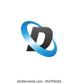 Letter D orbiting swoosh business logo blue black