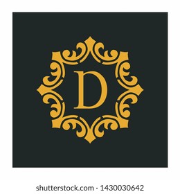 Letter D Ornament Luxury Elegant Vintage