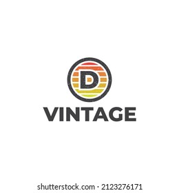 Letter D Outdoor vintage logo design template. outdoor logo with grunge isolated on white background. adventure logo ideas.