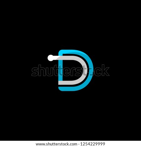 Letter D Outline Circuit Creative Abstarct Modern Logo