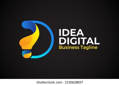 Letter D outline and light logo vector template, Idea Dream logo