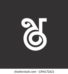 letter d overlapping curves line logo vector