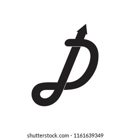 letter d overlapping lines arrow up logo