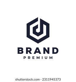 letra d p b concepto inicial de logotipo hexágono