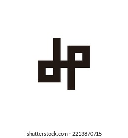 Letter d and p connect, square geometric symbol simple logo vector