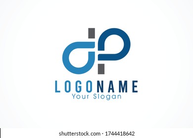 logotipo de la línea de enlace infinito de letra D y P