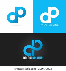 letter D P logo alphabet design icon set background