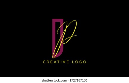 Letter D and letter P logo. pd, dp initial overlapping in square letter logotype colorful
