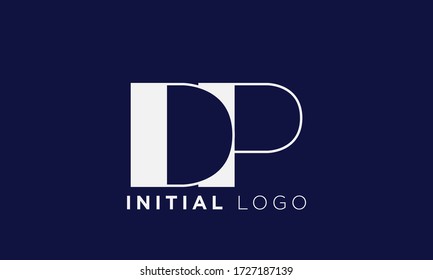 Letra D y logotipo de letra P. pd, dp superposición inicial en color de tipo de letra cuadrada

