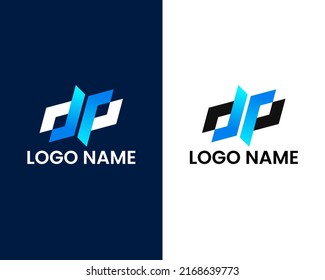 plantilla de diseño de logotipo moderno para letras d y p