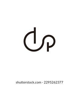 Letter d and p outline, unique geometric symbol simple logo vector