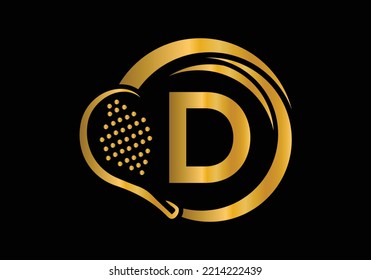 Letter D Padel Racket Logo Design Vector Template. Beach Table Tennis Club Symbol. business, and company identity