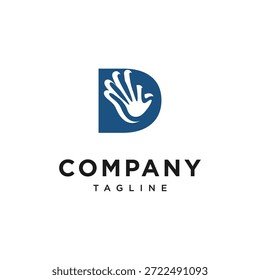 Buchstabe D Palm Hand Logo Symbol Vektor