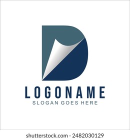 letter D and paper logo icon and vector