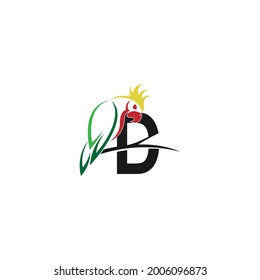 Letter D with parrot bird icon logo design vector illustration
