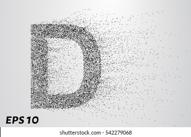 Letter D from the particles. The letter D consists of circles and points. Vector illustration.