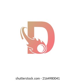 La letra D se pasa por un vector de ilustración de icono de meteorito que cae 