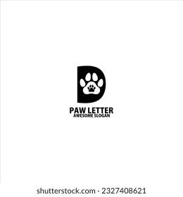 letter d with paw logo design symbol