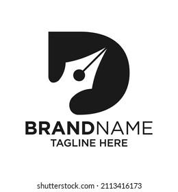 Letter D Pen Logo Design Template Inspiration, Vector Illustration.