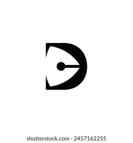 Letter D pen negative space logo design vector illustration