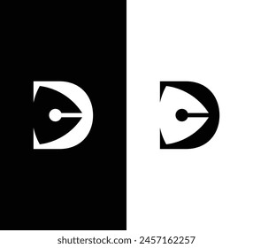 Letter D pen negative space logo design vector illustration