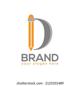 Letter D Pencil Logo vector. Flat design. Vector Illustration on white background