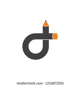 letter d pencil shape logo vector