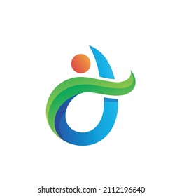 Letter d with people activity abstract logo design