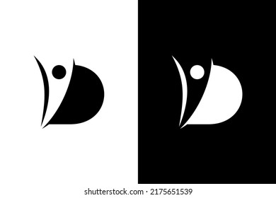 Letter D and people black and white. Very suitable for symbol, logo, company name, brand name, personal name, icon and many more.